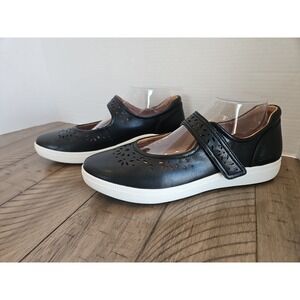 Aetrex Mary Jane Shoes 10.5 11 Black Women Emerson Cut Out Minimalist Preppy